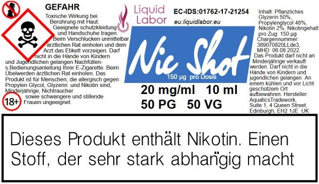 Nic-Shot 20 mg 50PG 50VG 10x10ml